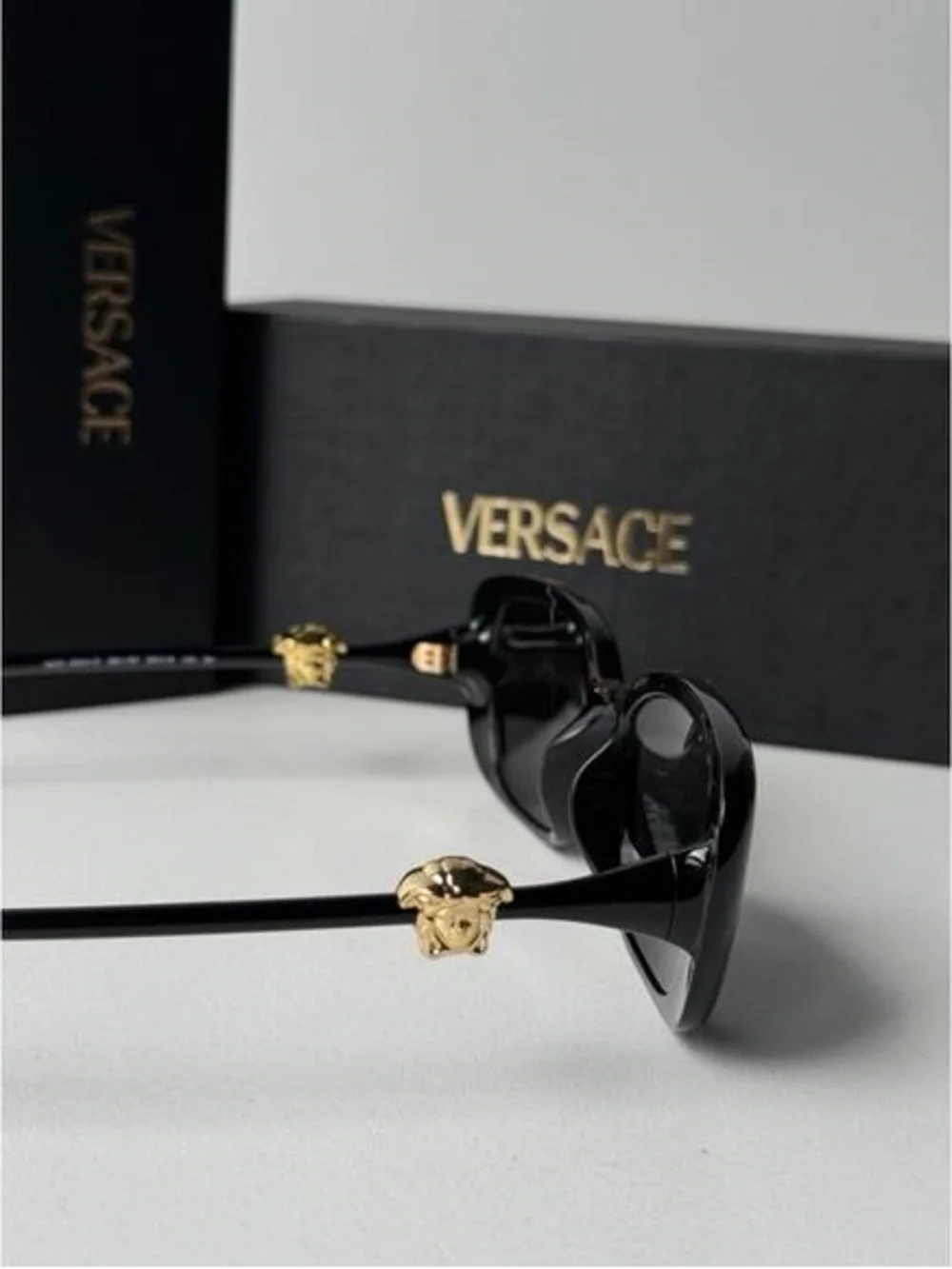 Versace Black Sunglasses with Gold Medusa Accent